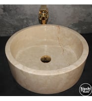 Sipahi Marble Bej Mermer Silindir Lavabo