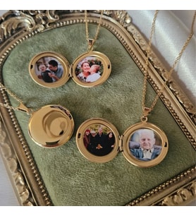 Anı Kolyesi fotograflı kolye kapaklı kolye resimli kolye zincir çelik Hediye Kutulu Kişiye Özel Tasarım Anneye Hediye, Doğum Günü Hediyesi, Sevgiliye Hediye,Eşe Hediye (Sarı Altın)