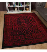 Afgan Türkmen Otantik Desenli Bordo Oturma Odası Salon Mutfak Halısı 5364A_ZS47