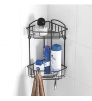 TEKNOTEL İKİ KATLI KANCALI BANYO RAFI SİYAH ES092