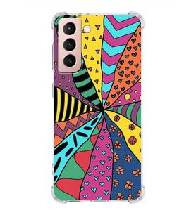 PrintiFy Samsung Galaxy S21 Uyumlu Retro Color 4 Baskılı Şeffaf Köşe Korumalı Antişok Kılıf