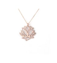 Kişiye Özel 925 Ayar Gümüş Zarif Lotus Çiçeği Kolye (Rose)