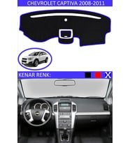 Chevrolet Captiva 2008-2011 Için Uygun Torpido Koruma Halısı Siyah Kenar Renk Mavi