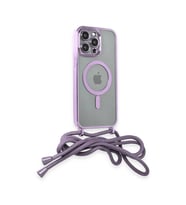 İphone 12 Pro Kılıf Divo Lazer Askılı Magsafe Kapak - Lila