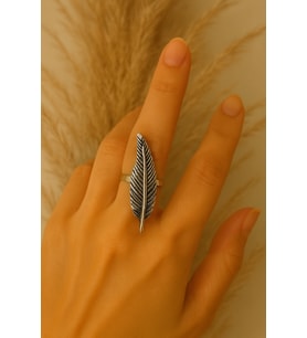 Yaprak Figürlü Unisex Ayarlanabilir Metal Yüzük