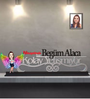 Kişiye Özel Melek Anne Karikatürlü Kolay Yetişmiyor Ahşap Biblo Model-1