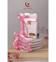 Hediyelik- Mevlitlik Kutulu Kadife Yasin ve İnci Tesbih Seti 10 Adet (Pembe)