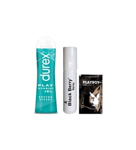 Durex Play Ekstra Hisset Bay Bayan Uyarıcılı Jel 50 ml + Black Berry GeciktirmeyeSprey + Hediye