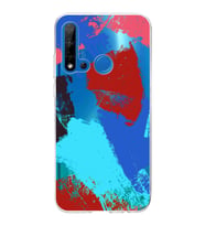 Huawei P20 Lite 2019 Uyumlu Kapak Brush Stroke Tasarımlı Şeffaf Silikon Kılıf