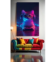 OYUNCU KEDİ V2 Ev Duvar Salon Güzellik Salonu Ofis Dükkan Dekarasyon Kanvas Tablo (Çok Renkli)