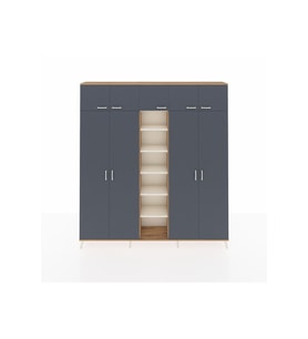 Arges Dolap 18 Raflı 9 Kapaklı 220x30x243 Çam-Antrasit/Aytaşı