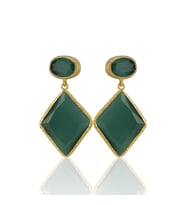 Kadir Jewellery 22 Ayar Altın Kaplama Kadın Sallantılı Küpe -El İşçiliği Ve Hipoalerjenik Küpe (K.Yeşil)