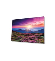 Dağ Manzara Pembe Cam Tablo 4mm Dayanıklı Temperli Cam Mountain Landscape Green Glass Wall Art (Çok Renkli)