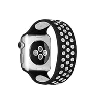 Newface Apple Watch 38mm Ayarlı Delikli Silikon Kordon - Siyah-Beyaz