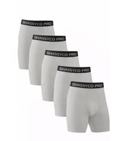 Ghassy Co. Erkek Pamuklu Likralı Spor Boxer 5'li Set Yumuşak Dokulu ve Rahat Kemerli (Gri)