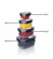 4'lü Master Dikdörtgen Saklama Kapları (400 ml - 800 ml - 1400 ml - 2300 ml) (Bordo)