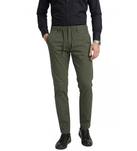 DeepSEA Erkek Haki Esnek Kumaş Slim Fit Beli Lastikli Günlük Spor Pantolon 2601070