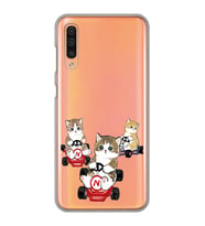Samsung Galaxy A50 - A30S Uyumlu Kediler Araba Tasarımlı Şeffaf Telefon Kılıfı