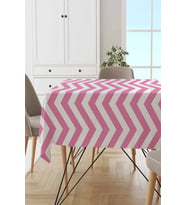 Pembe Zigzag Desenli Dokuma Leke Tutmaz Masa Örtüsü MSO303
