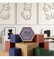Estetik Meow Yazılı Modern Masaüstü Süsü Ofis Köşelerinizi Tamamlayan Zarif ve Şık Bir Tasarım Obje 10x10 cm