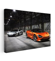 Kanvas Tablo Depo Hangarda İki Adet McLaren Spor Araba McLaren Tablosu Ev Ofis Duvar Dekoru