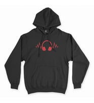 Kırmızı Kulaklık Siyah Kapşonlu Sweatshirt Hoddie