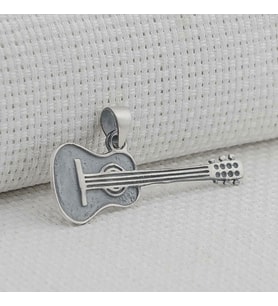 Gitar Tasarımlı 925 Ayar Gümüş Kolye Ucu