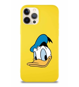 Apple iPhone 12 Pro Soft Premier Kapak Donald Duck-B Tasarımlı Silikon Kılıf - Sarı (Şeffaf)