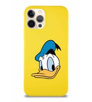 Apple iPhone 12 Pro Soft Premier Kapak Donald Duck-B Tasarımlı Silikon Kılıf - Sarı (Şeffaf)