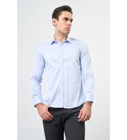 Sert Yaka Uzun Kol Cepsiz Slim Fit %100 Pamuk Gömlek 1004260324