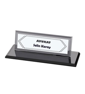 Kristal Masa İsimliği 7x20cm (Siyah)