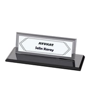 Kristal Masa İsimliği 7x20cm (Siyah)