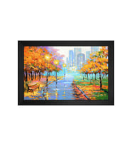 Manzara Temalı Kanvas Tablo 80 x 110 cm Siyah Çerçeve