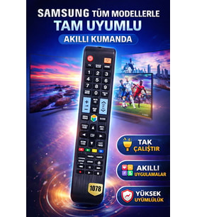 Samsung Tüm Modellerle Uyumlu Akıllı Kumanda 1078 – Smart TV, LED, LCD, UHD, 4K Uyumlu