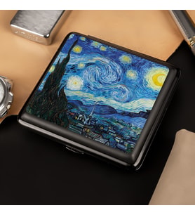 Van Gogh Yıldızlı Gece Tasarımlı Sigara Tabakası (Çok Renkli)