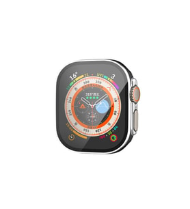Watch Ultra 49mm Legend Camlı Kasa Ekran Koruyucu - Siyah-gümüş