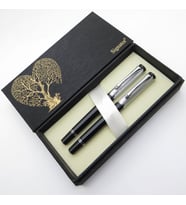 Signator® S345 Siyah Krom Dolma Kalem + Roller Kalem Set  İsme Özel Kalem  Hediyelik Kalem (Karışık)