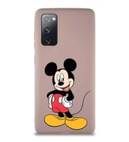 Samsung Galaxy S20 FE Soft Premier Kapak Mickey Mouse-E Tasarımlı Silikon Kılıf - Pudra (Şeffaf)