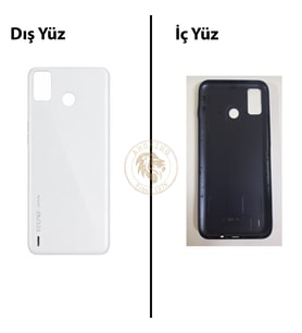 Tecno Spark 6 Go Beyaz Arka Kapak Arka Cam Batarya Kapağı Lazer Kesim Kapak Pil Kapağı Back Cover