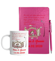 Sevgililer Gününe Özel Pembe Defter Kalem & Kupa Hediye Seti 10