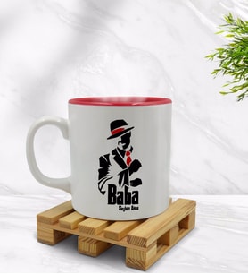 BK Gift Kişiye Özel Baba Godfather Tasarımlı İçi Kırmızı Renkli Kupa Bardak Model 18