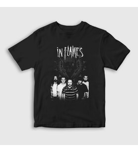 Presmono Unisex Çocuk Siyah Band In Flames T-Shirt 83469tt