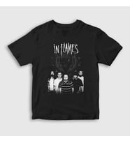 Presmono Unisex Çocuk Siyah Band In Flames T-Shirt 83469tt