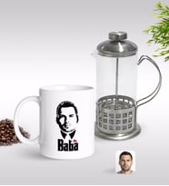 BK Gift Kişiye Özel Godfather Baba Silüet Tasarımlı Kupa & French Press Seti-13 (Model 1)