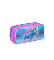 CORAL HIGH 12061 AÇIK PEMBE MAVİ KAPLUMBAĞA DESENLİ İKİ BÖLMELİ KALEM ÇANTASI
