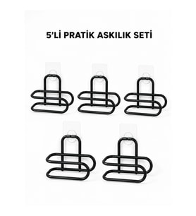 Mey İthalat® Siyah Metal WC Kağıtlık Yapışkanlı Tuvalet Kağıdı Rulo Tutucu 5 Adet Avantajlı Set