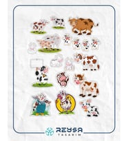 İnek Sticker Set-4 27 Parça Telefon, Tablet, Defter, Laptop Sticker