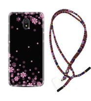 Xiaomi Redmi 8A 8 Pro 9C 9T 10C 11T Pro Kılıf Boyun Asklı Rasta Silikon Black flowers 1391