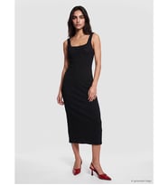 LCW Vision Siyah Kare Yaka Dokulu Bodycon Elbise