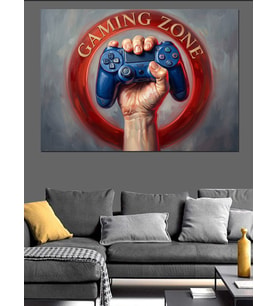 Gaming Zone Oyun Kumandası Tablo Dekoratif Kanvas - Mdf Ahşap Tablo